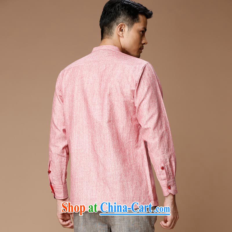 Products HUNNZ new Chinese wind linen men's Chinese Antique Long-Sleeve men's shirts jacket classic cynosure serving rose red 175, HUNNZ, shopping on the Internet