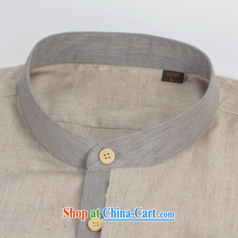 Products HUNNZ China wind cultivating Simple Chinese men's round-collar cotton the long-sleeved T-shirt Chinese casual shirt and smock light gray 190, HUNNZ, shopping on the Internet