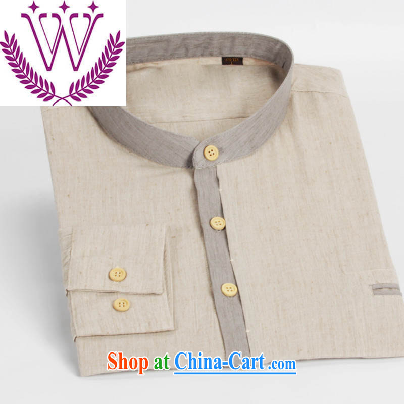 A Chinese wind cultivating simplicity and Chinese men's round neck cotton the long-sleeved T-shirt Chinese casual shirt and smock light gray 180, each purchase, and shopping on the Internet