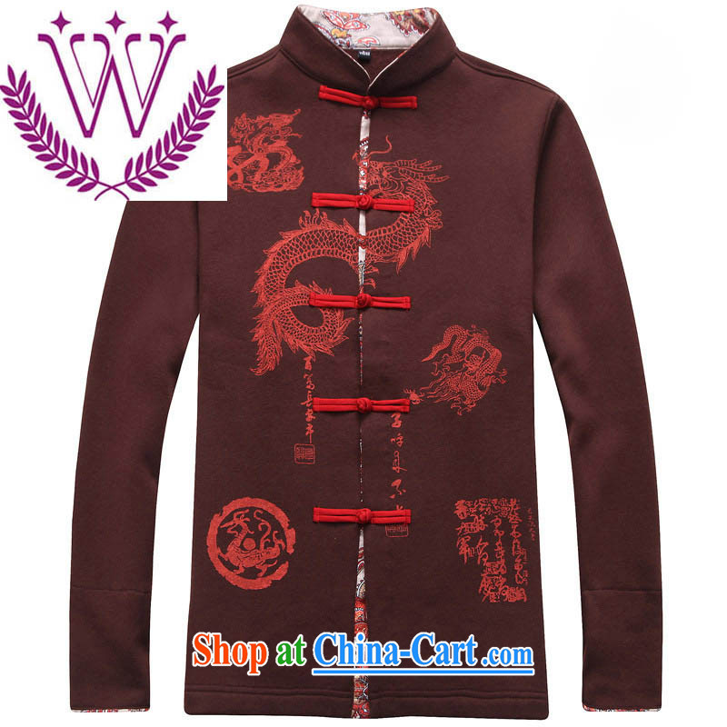 Products New Products China wind men's cotton the Chinese classical Chinese Embroidery Han-retro style long-sleeved jacket and dark red 185