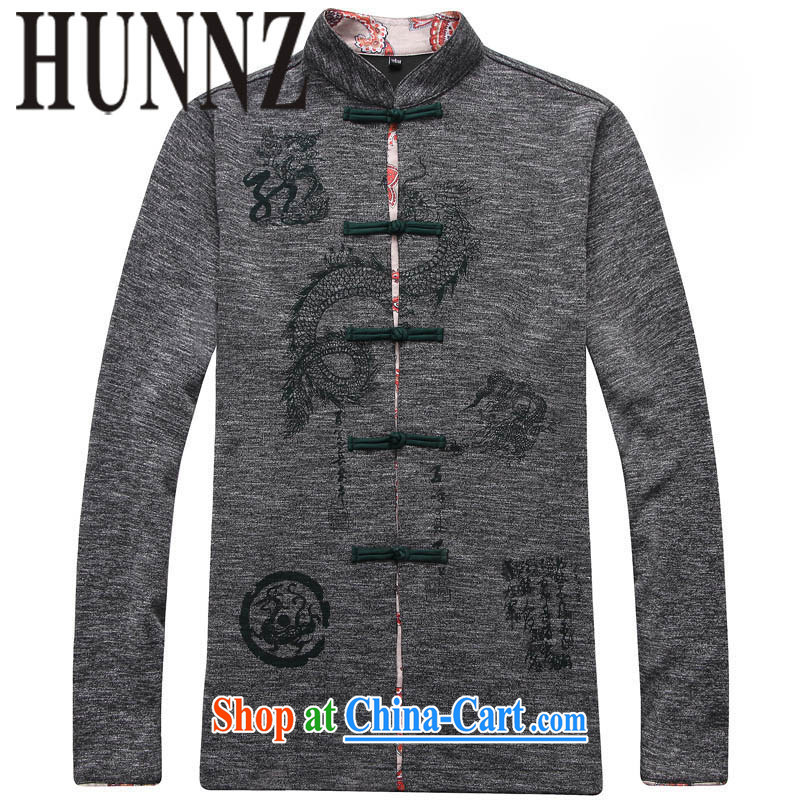 Products HUNNZ new Chinese wind men's cotton the Chinese classical Chinese Embroidery Han-retro style long-sleeved jacket and a gray 185, HUNNZ, shopping on the Internet