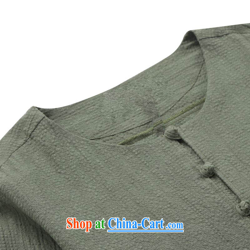 Products HUNNZ Chinese men and long-sleeved round neck cotton the thin coat retreat serving retro Chinese Ethnic Wind cynosure serving simple men's green 185, HUNNZ, shopping on the Internet