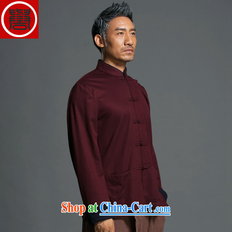 Internationally renowned Chinese clothing Chinese Wind and autumn loose long sleeved shirt Chinese men's Chinese, for national-tie jacket improved Han-blue XXXL, internationally renowned (chiyu), shopping on the Internet
