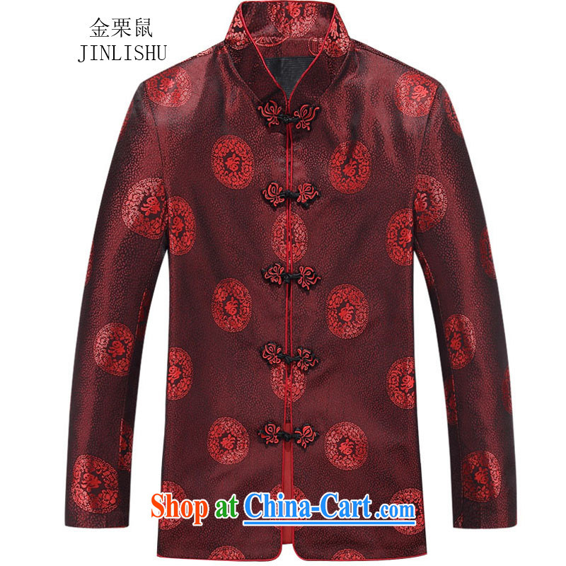 The poppy in the elderly couples with Tang Tang on men and women, Autumn jacket and T-shirt, red men, 175, the chestnut mouse (JINLISHU), shopping on the Internet