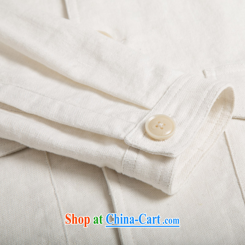 Internationally renowned Chinese clothing men's linen jacket cultivating lapel leisure jacket jacket men's T-shirt white XL, internationally renowned (chiyu), online shopping