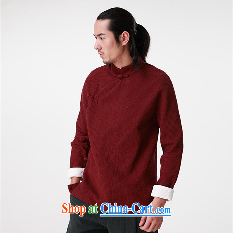 Mr Chau Tak-hay snapshot Dragon Chinese wind men Tang jackets cotton the Chinese, for the charge-back jacket coat winter new wine red S