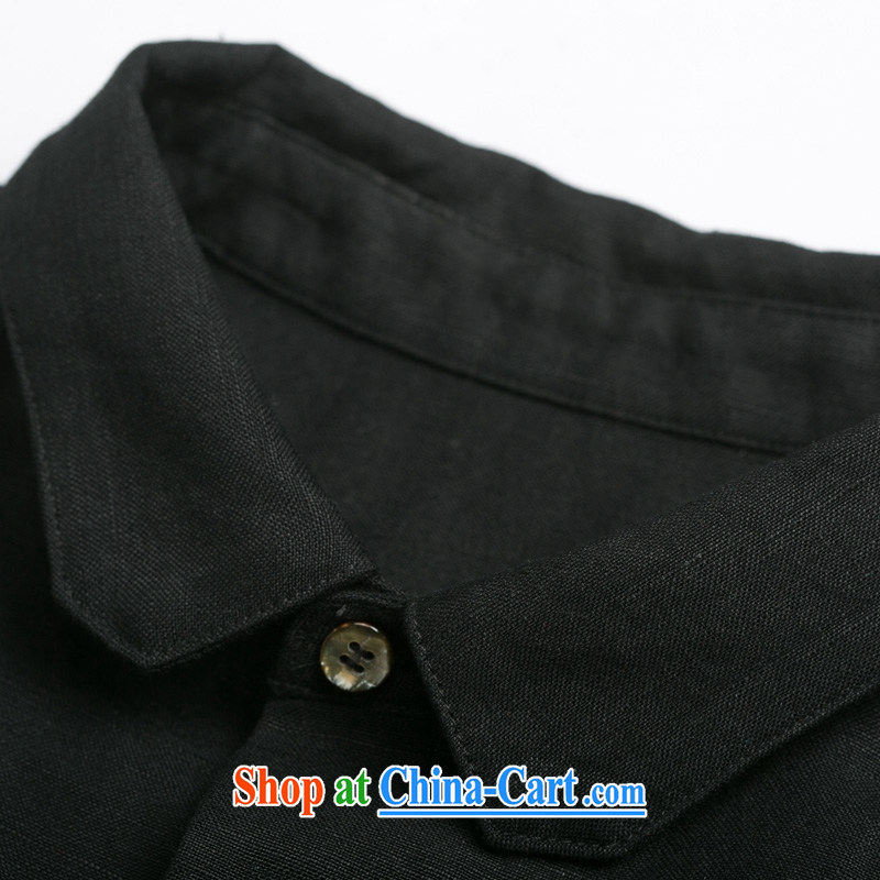 Internationally renowned Chinese clothing Chinese wind up collar antique Chinese shirt men's long-sleeved cultivating stretch cotton business shirt black-and-white autumn crisp black XXXL, internationally renowned (chiyu), online shopping