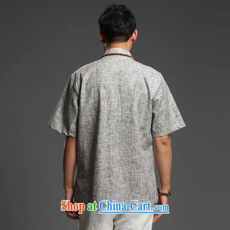 Internationally renowned Chinese style Leisure men's improved short-sleeved Tang in older men and Chinese cotton the men's national costume green XXXL, internationally renowned (CHIYU), and shopping on the Internet