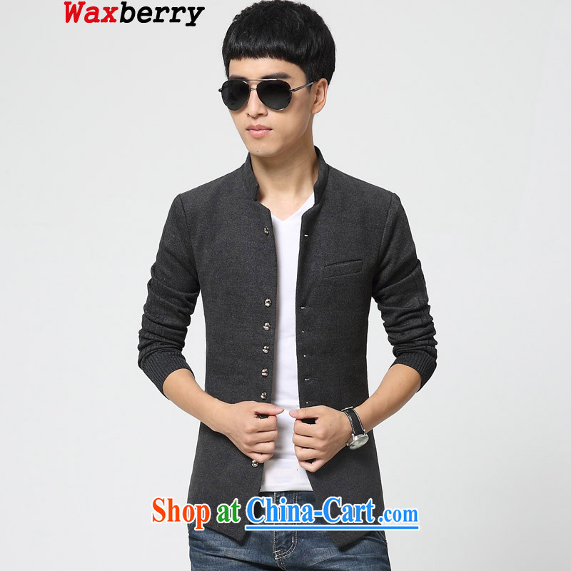 Waxberry 2015 Korean version, for small suit Male and single western Generalissimo Tang replace stitching knitted cuffs cultivating male Leisure Suit male gray XXL, Waxberry, shopping on the Internet